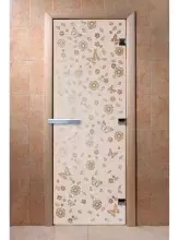 Дверь для бани и сауны Doorwood "Цветы и бабочки сатин" 600х1900 мм