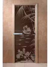 Дверь для бани и сауны Doorwood "Голубая лагуна черный жемчуг" 800х2000 мм