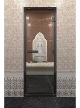 Дверь для хамам Doorwood "Хамам В Черном Профиле" стекло бронза матовая, 600х2000 мм