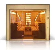 Сборная электрическая сауна ИТС с большим стеклянным фасадом Светлица Люкс