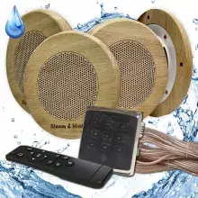 Комплект влагостойкой акустики для бани и сауны - Steam&Water4 Black ECO SAUNA (круглая решетка)