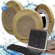Комплект влагостойкой акустики для бани и сауны - Steam&Water3 Black ECO SAUNA (круглая решетка)