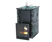 Дровяная печь EASYSTEAM Сочи М2 (в трехстороннем кожухе с открытым верхом) сталь AISI 430 подготовка под ГГУ пироксенит