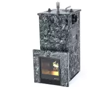 Дровяная печь EASYSTEAM Геленджик М2 (в полноценном кожухе с боковым подключением) сталь AISI 321 пироксенит