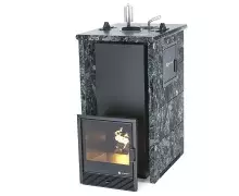 Дровяная печь EASYSTEAM Геленджик М2 (в трехстороннем кожухе) сталь AISI 321 подготовка под ГГУ пироксенит