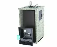 Газо-дровяная печь EASYSTEAM Геленджик М2 (в трехстороннем кожухе с открытым верхом) сталь AISI 430 комплектация с ГГУ-40 жадеит