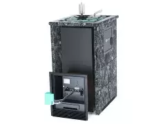 Газо-дровяная печь EASYSTEAM Геленджик М2 (в трехстороннем кожухе с открытым верхом) сталь AISI 321 комплектация с ГГУ-40 пироксенит