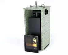 Дровяная печь EASYSTEAM Геленджик (в трехстороннем кожухе с боковым подключением) сталь AISI 430 подготовка под ГГУ жадеит